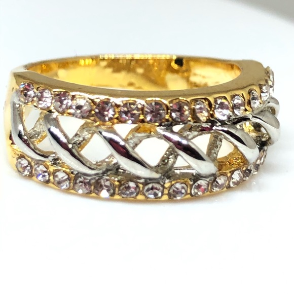 14k Yellow Gold Filled Two Tone CrissCross Ring - Picture 4 of 10